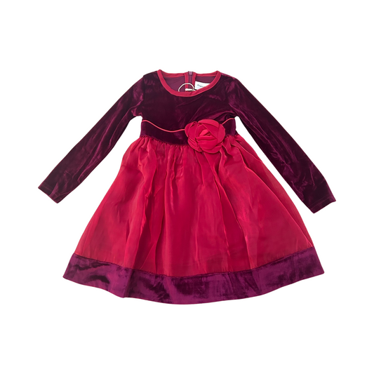 Holiday Red Velvet Rosette Dress