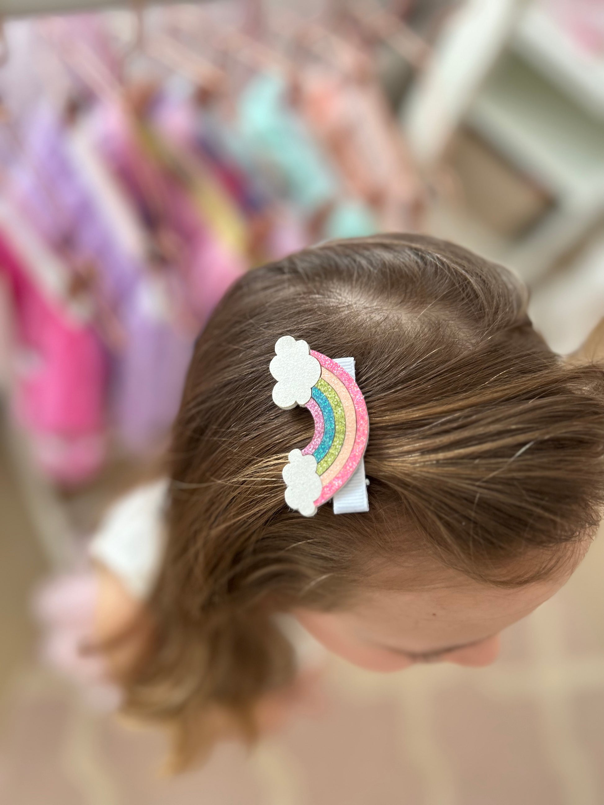 EverlyandLyn Rainbow Hair Clip | Candy Hair Clips | Girl Clips | Toddler Clips | Rainbow Handmade Candy Hair Clips | Rainbow Barrette | Cloud Hair Clip