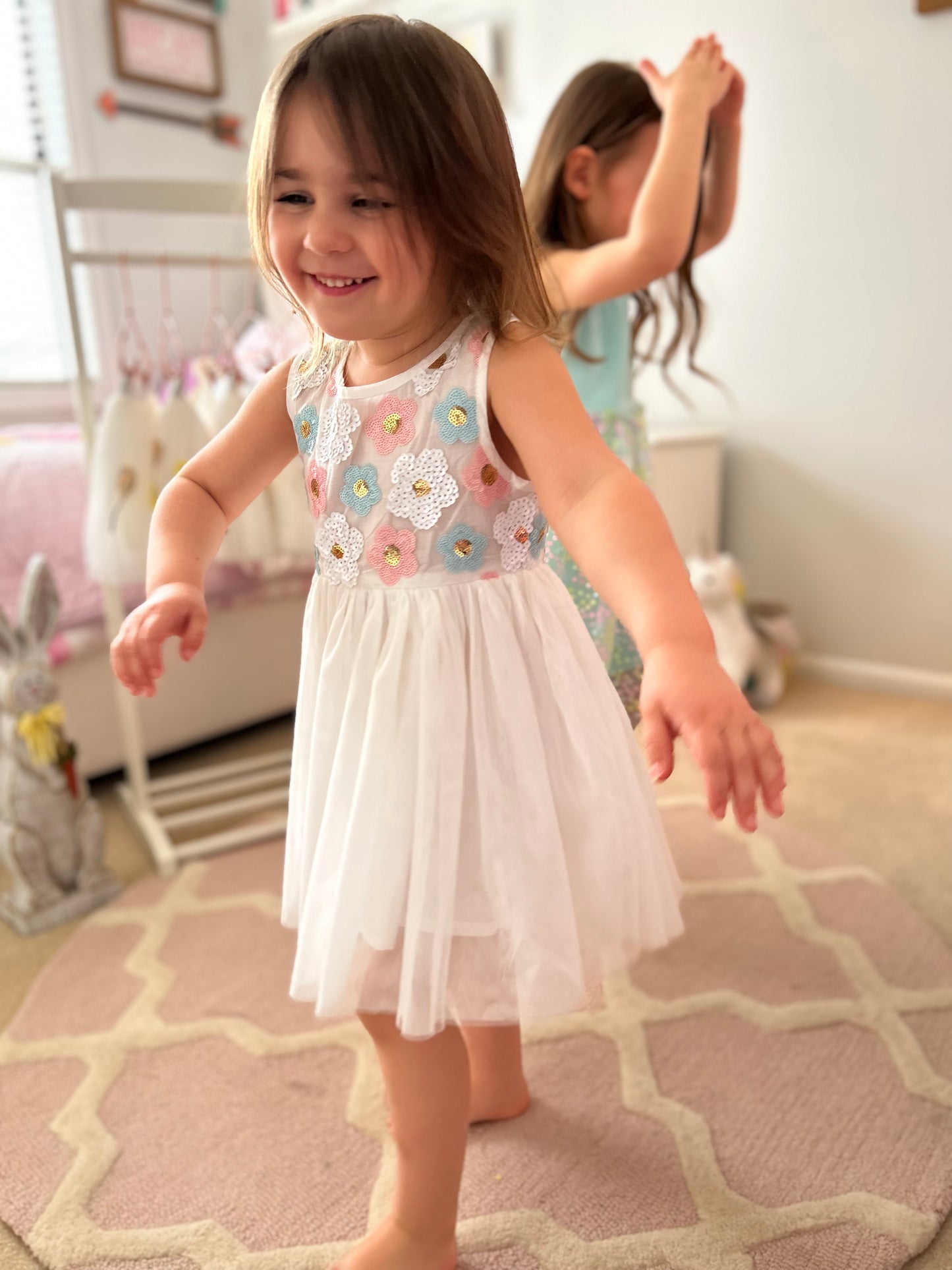 White Sequence Tulle Dress