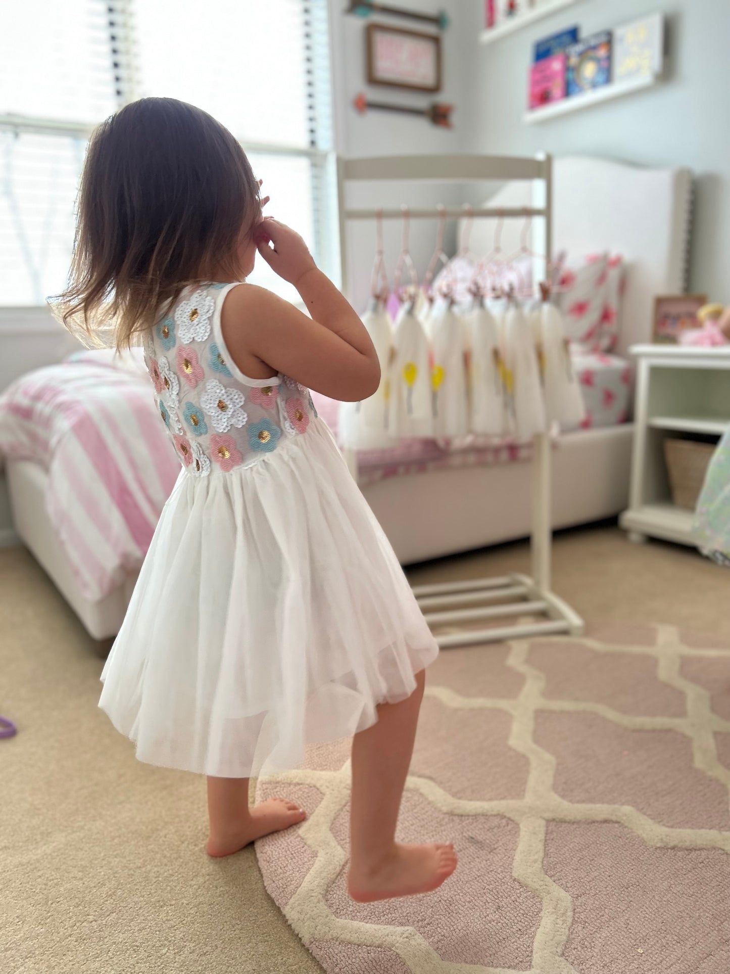 White Sequence Tulle Dress